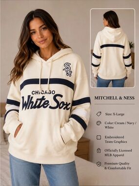 Mitchell & Ness Cream & Navy Chicago White Sox Pullover Hoodie